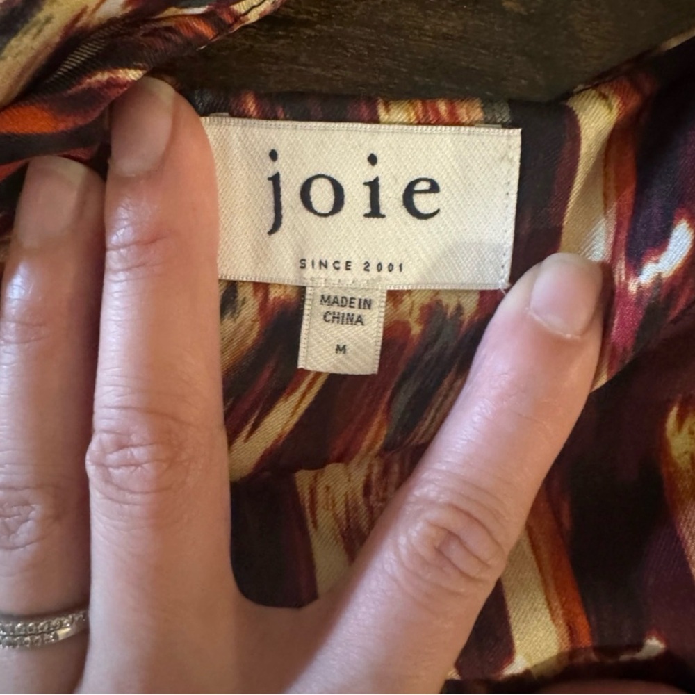 Joie Silk Halter Blouse Malta Cross Neck Red Orange Print Size M - Picture 7 of 8